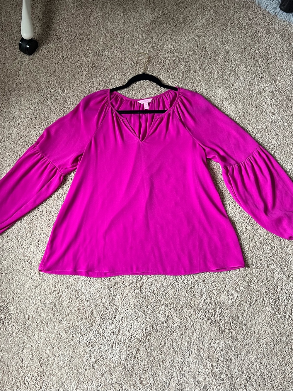 Lilly Pulitzer Bright Fuchsia V-Neck Long Sleeve Blouse